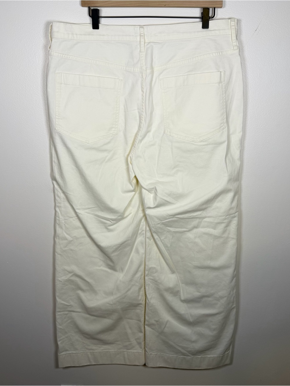 J. Crew Women’s Wide Leg Chino Trouser Pants Size 33 Cream Off White Preppy - Picture 4 of 7